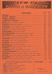 Menu Lucien Pizza - Les pizzas