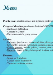 Menu Mademoiselle Nicole - Un exemple de menu