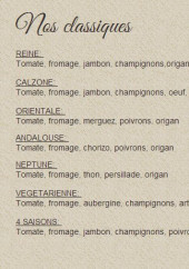 Menu Momo pizza - Les pizzas classique 