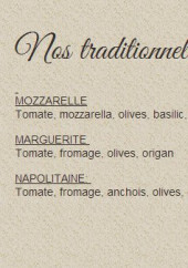 Menu Momo pizza - Les pizzas traditionnelles