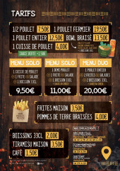 Menu Mon Poulet Braisé - Les tarifs