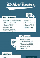 Menu Mother Trucker - les formules, boissons...