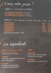 Menu My Pizza - les ingrédients
