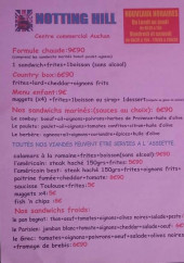 Menu Notting Hill - Formules et sandwichs