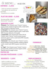 Menu Ô Camion des Saveurs - Entrées, plats, burgers,...
