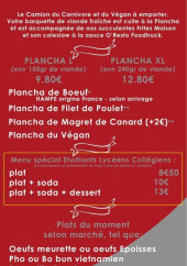 Menu O'resto - Les planchas, menus,...