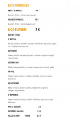 Menu OmahaBurger - Les formules et burgers