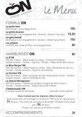 Menu On - Formule et hamburger