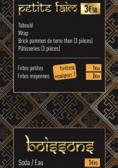 Menu Orient express chez alex - Les frites, le wrap,...