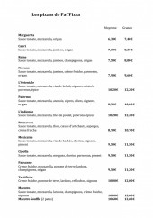 Menu Pat pizza - Les pizzas