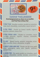 Menu Pizza Aloïï - Plats thaïlandaise