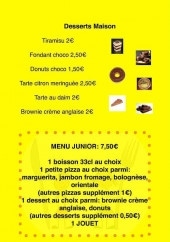 Menu Pizza Angelina - Les desserts, menu enfant et pizzas