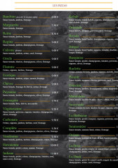 Menu Pizza chez Francine - Les pizzas