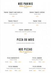 Menu Pizza Cyril - Les paninis et pizzas