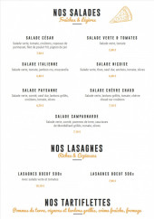 Menu Pizza Cyril - Les salades, lasagnes et tartiflettes