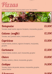 Menu Pizza Gabriella - les pizzas
