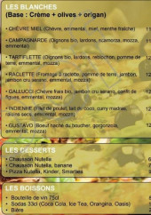 Menu Pizza Gallucci - Pizza suite, desserts, boissons