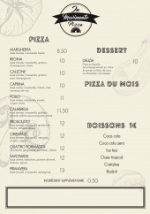 Menu Pizza In Movimento - Pizzas, desserts et boissons 