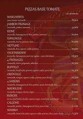 Menu Pizza Mizza - Pizzas base tomate