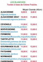 Menu Pizza patrick - Les pizzas blanches