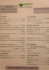 Menu Saïgon en Provence - Les plats à la carte
