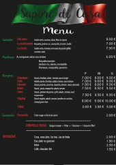 Menu Sapori Di Casa - Salades, padnes, burgers,...