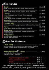 Menu Strada - Les specialites et viandes,...