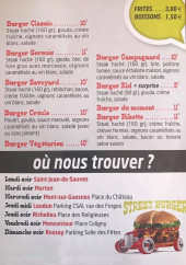 Menu Street Burger - les burgers