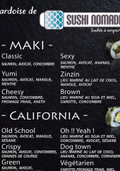 Menu Sushi Nomade - Maki et california