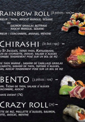 Menu Sushi Nomade - Rainbow roll, chirashi, bento,...