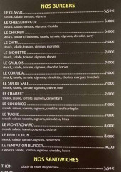 Menu Tentation burger - Les burgers, sandwiches,...