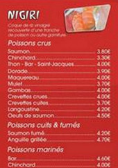 Menu Ty Sushi - Les nigiris 