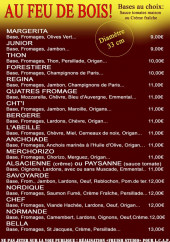 Menu Une Pizza Dans Ma Ville - Les pizzas