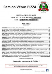 Menu Vénus Pizza - Pizzas