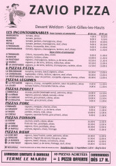 Menu Zavio Pizza - Les pizzas