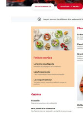 Menu Courtepaille - Les entrées et planches