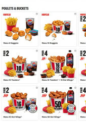 Menu KFC - Poulets et buckets