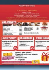 Menu Pizza City - Carte Pizza City Somain