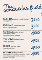 Menu Pomme de Pain - les sandwichs froids