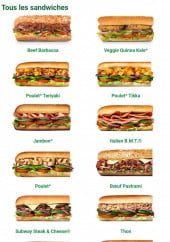 Menu Subway - Carte 2020 - Les sandwiches