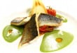 Hostellerie de la Mer - Filet de bar cuit sur sa peau et sa crème aux herbes, rougaille de Légumes, tomates confites crème aux herbes