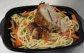 O'Ribaute - Rouelle de jambon rôti , méli mélo de spaghetti aux petits légumes fondant