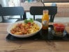 Green sur Mesure - Pâtes chaudes accompagnées de sa sauce maison. Son jus préssé à la minute et son fruité sur mesure