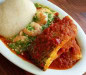 Miabé'Za - Placali accompagné de la sauce gombo avec sauce tomate au poisson frais