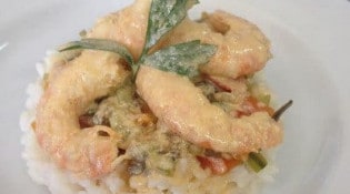 Aux carottes poëlées - Riz, crevettes...