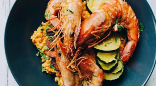Le 1968 - Un risotto au chorizo avec gambas et parmesan