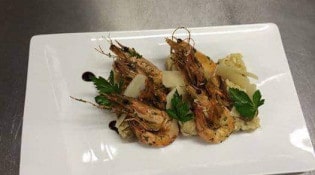 Le Stewala - Risotto aux cèpes et ses Gambas flambées au pastis