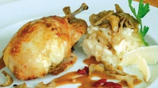 Au poulet gourmand - Caille farcie et son gratin dauphinois