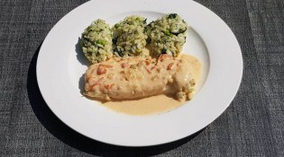 La Grignoterie - Pave de cabillaud avec sa sauce au vin blanc et son risotto aux courgettes