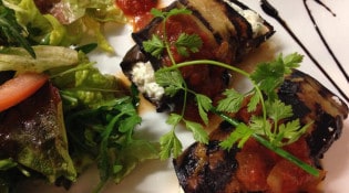Chez Félicien - Cannellonis d aubergines au chèvre et herbes fraîches